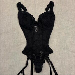 90s Vintage Victoria’s Secret Black mesh body suit corset